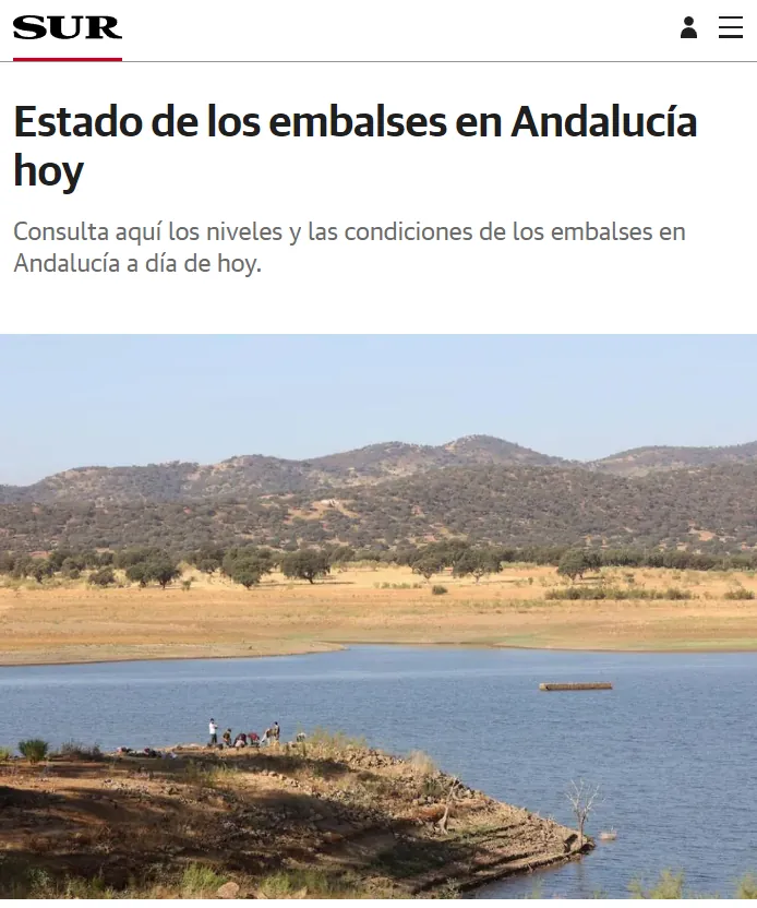 Captura de la noticia: Resumen de los niveles de los embalses en Andalucía