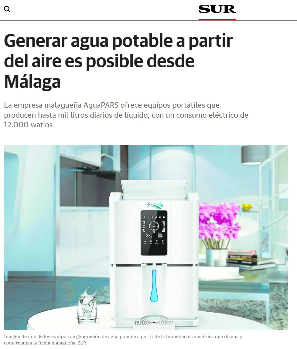 لقطة من الخبر: توليد مياه الشرب من الهواء ممكن انطلاقًا من Málaga